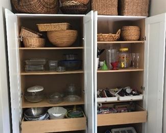baskets, serving and cookware items