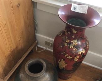 Chinoiserie antique urn and signed pottery in the sale