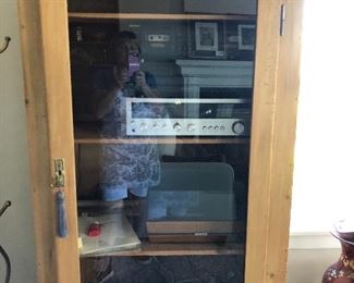 another view of the armoire with the stereo equipment that is also for sale Kenwood KR-3400 receiver and United audio turn table for sale