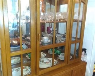 Wood China Cabinet with working lighting