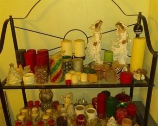 Decorative candles in great shape plus nice shelf!!