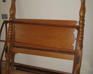 curly maple full bed-former rope bed with canopy frame