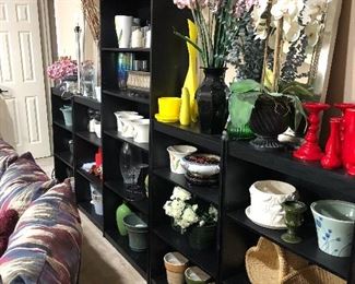 Bookshelves and pottery