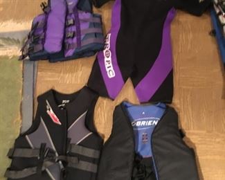 Wet suits and life jackets