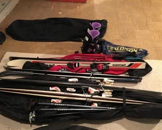 skis, poles  and boots