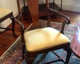 Set of eight antique Queen Anne dining chairs. 