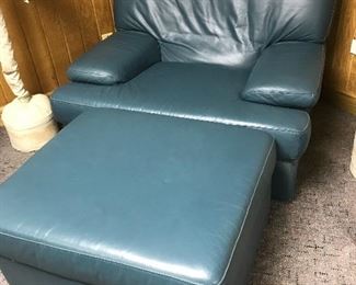 Leather Chair and Ottoman