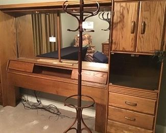 Headboard with mirrors and storage.