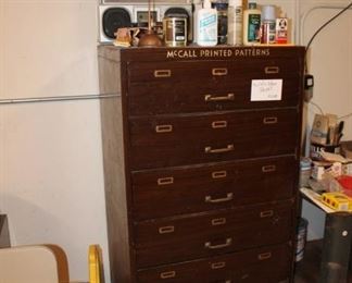 Vintage McCall printed patterns metal cabinet