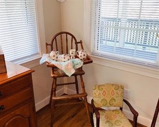 Antique Highchair and Antique Child’s Rocker 