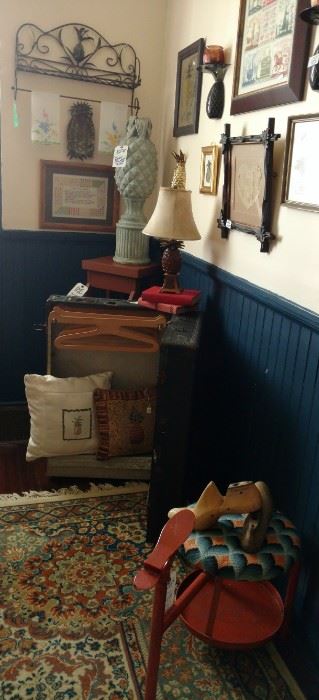 Steamer Trunk, Shoe Cobblers Seat, Vintage Davison's ( Rich's) Rug (Matching Pair)