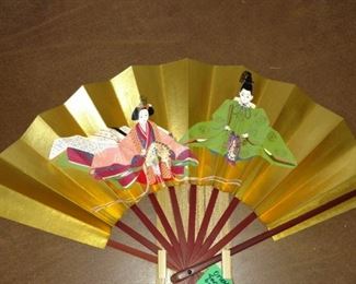 Oriental Folding Fan with Stand