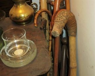 Antique walking stick and cane collection