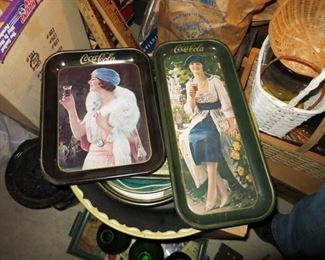 Vintage coke trays and misc. metal trays
