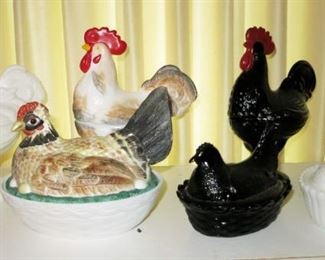 Antique & vintage hen on nest collection (also includes other animals on nests).  Some of these items have been sold.