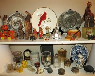 Vintage wood, plastic, metal, pewter, porcelain, ceramic, cast iron collectibles