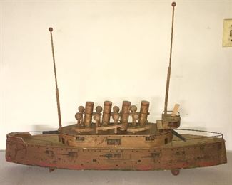 1882 wooden model Columbia Battleship, rare find!