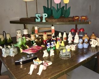 Vintage salt and pepper collection.  Some of these items have been sold.