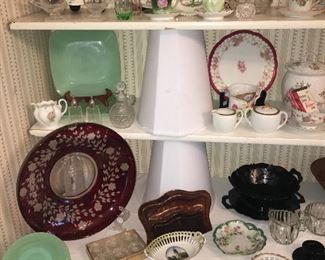 Antique and vintage collectible glassware!  Porcelain, Carnival glass, Jadite, etc