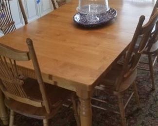Butcher block style dining table and chairs