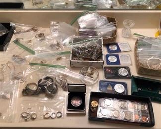 Costume Jewelry and Coins