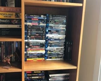 A library of Blu Ray DVDs.