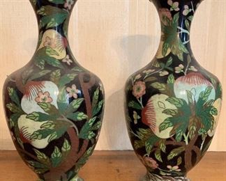 PAIR OF CLOISONNE VASES