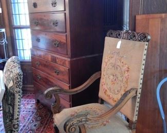 CARVED ARMCHAIR WITH NEEDLEPOINT