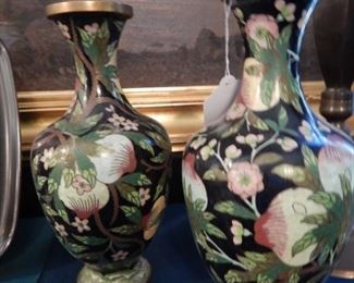 PAIR CLOISONNE VASES