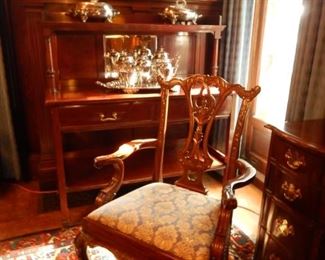 MIRRORED BACK SIDEBOARD WITH TEA SERVICE