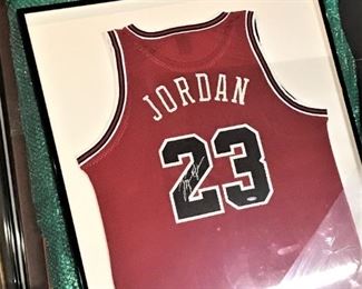 3 Signed Michael Jordan Framed Jerseys