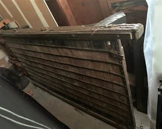 Large Wood, Iron & Brass Ox Cart Table from India