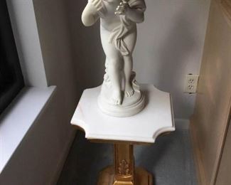 Cherubic lady statue and marble topped stand https://ctbids.com/#!/description/share/215133