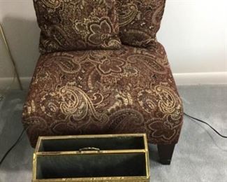 Ottoman with matching pillows and a magazine rack https://ctbids.com/#!/description/share/215134