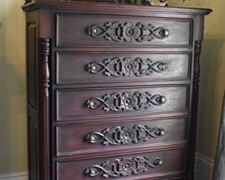 Vintage carved mahogany chest of drawers