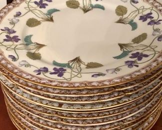 Set of 12 Limoges hand-painted dinner plates