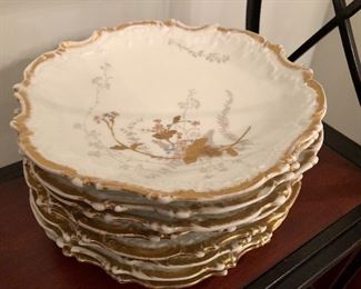 Set of 8 Limoges hand-painted luncheon plates