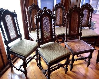 Set of six barley twist side chairs