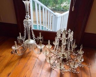 Two antique crystal chandeliers 
