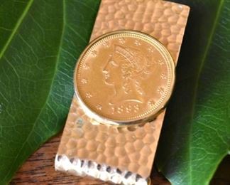 Impressive 1893 gold Liberty coin mounted in 14K money clip