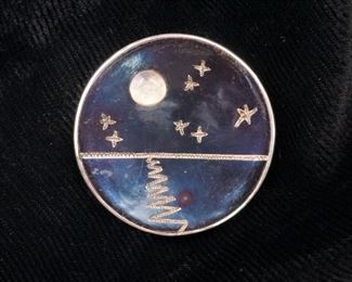 Vintage Los Castillo sterling and enamel brooch