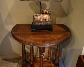 DROP LEAF ACCENT TABLE, ELEPHANT LAMP