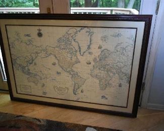 LARGE FRAMED WORLD MAP