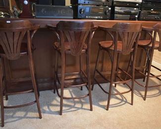 4 WOOD BAR STOOLS 