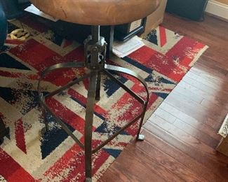 Vintage-style wooden swivel stool