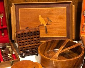Inlaid wood tray