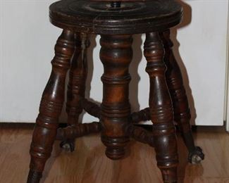 Antique Ball and Claw Foot Piano Stool