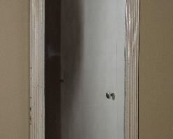 Antique White Framed, Gold Gilt Accent Dressing Mirror  (14.5”W x52”H)