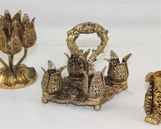Collection of Hollywood Regency Mid Century Gold Plated Lipstick Holders