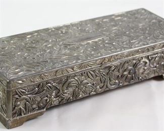 Antique Reposse Silver Comb Box